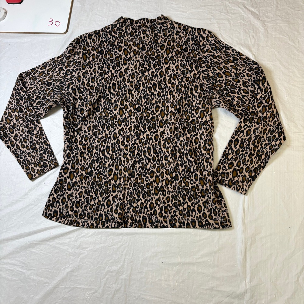 Westbound‎ Womens Long Sleeve Mock Neck Leopard Print Top Size M